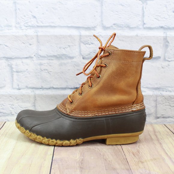 L.L. Bean Shoes - LL BEAN Brown Leather Lace-up Unlined Duck Boots Size M 7 / L 9